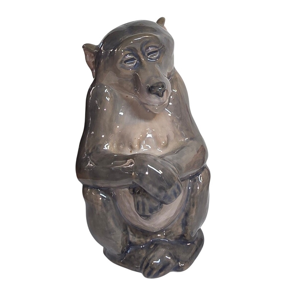 Royal Copenhagen 1444 Baboon Monkey Porcelain Figurine Denmark Knud Kyhn Vintage